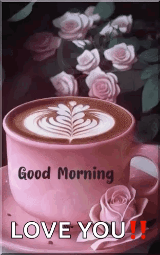 Coffee Cup With Roses Good Morning Love You