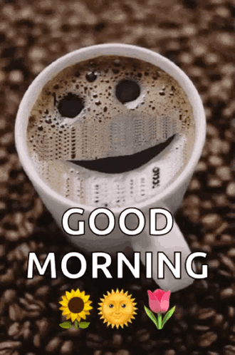 Coffee Cup With Smiley Face and Good Morning