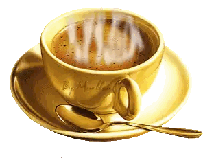 Coffee Cup With Steam and Marshmallow Text