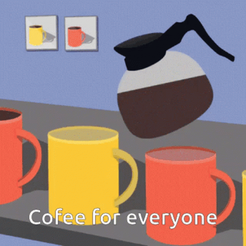 Coffee Pot Pouring Into Yellow Mug