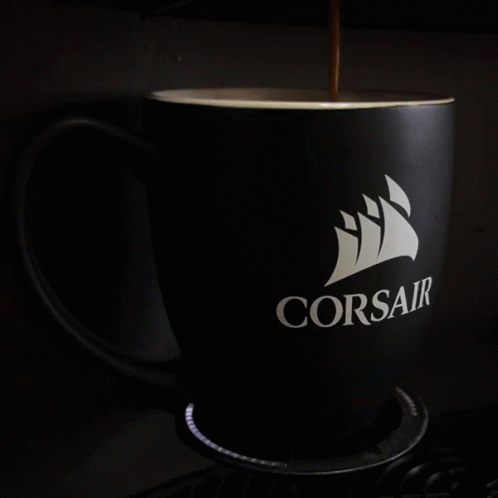 Coffee Pouring Into Black Corsair Cup