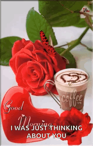 Coffee Rose Heart With Butterfly GIF