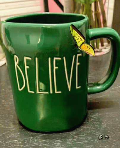 Coffee Time Green Cup Believe GIF