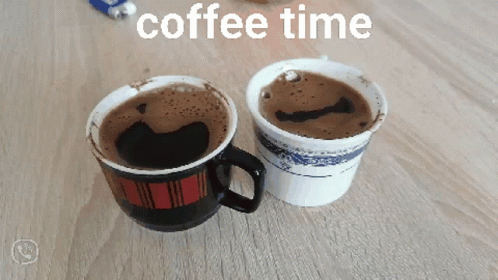 Coffee Time In Black And White Cup GIF