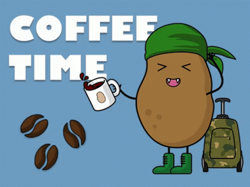 Coffee Time With Potato Man GIF