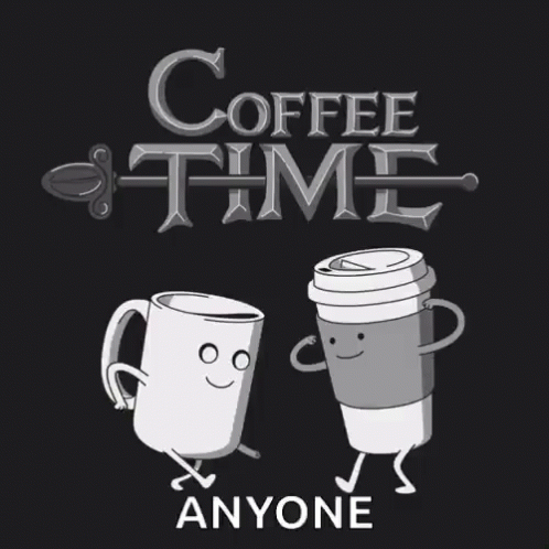 Coffee Time Two Animated Cups Giving Fist GIF