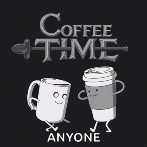 Coffee Time Two Animated Cups Giving Fist GIF