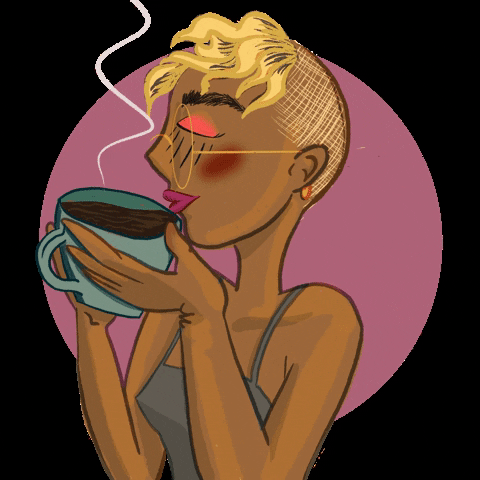 Coffee Time With Animated Lady GIF