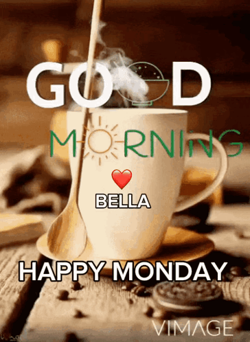 Coffee With Spoon Saying Good Morning Bella