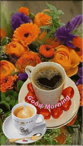 Coffee With Strawberries Saying Good Morning