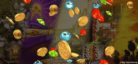 Coins And Gems Falling From Sky Big Time Gaming GIF