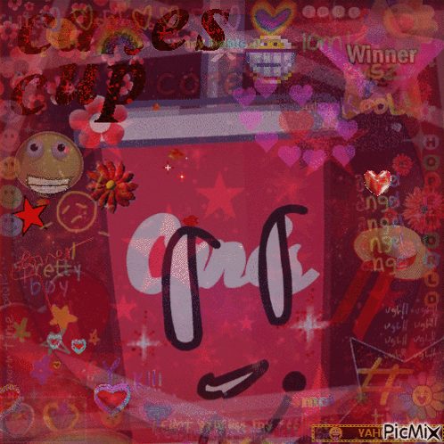 Coke Can With Hearts and Smiley Faces