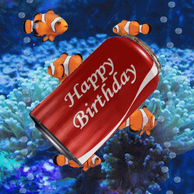 Cola Happy Birthday Fishing Moving Design GIF