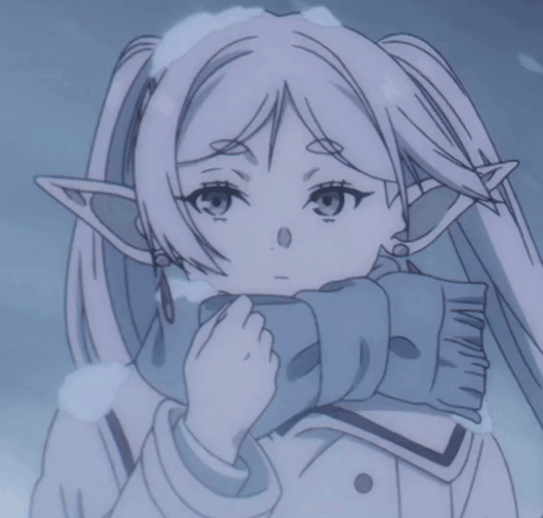Cold Frieren Standing Snowing GIF