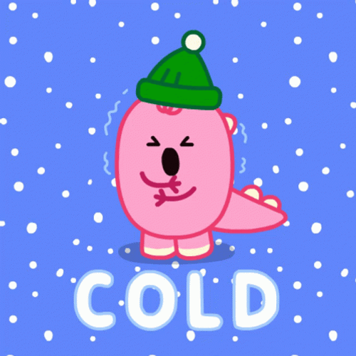 Cold Pink Dinosaur In Snow GIF