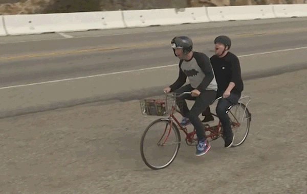Coldplay Chris Martin And James Corden On Bicycle GIF