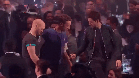 Coldplay Climbing Up The Stage GIF