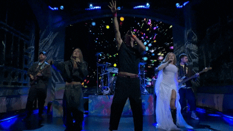 Coldplay Performing With Two Ladies On Snl GIF