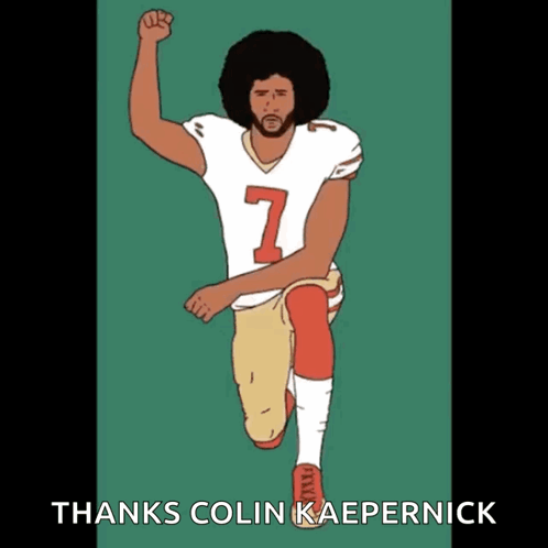 Colin Kaepernick Kneeling Fist Raised