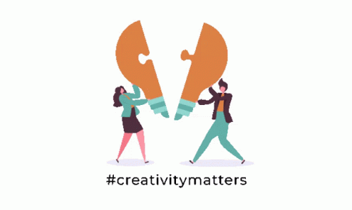 Collaboration Man And Woman Completing Big Light Bulb GIF