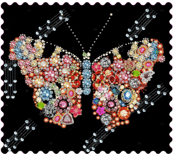 Collage Art Butterfly Jewels GIF
