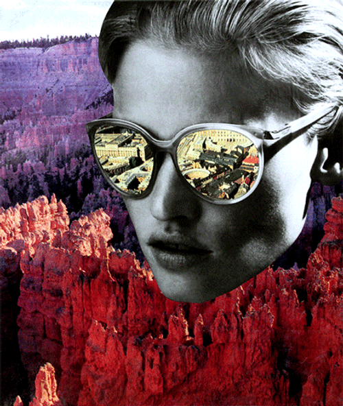 Collage Art Girl Mountains GIF