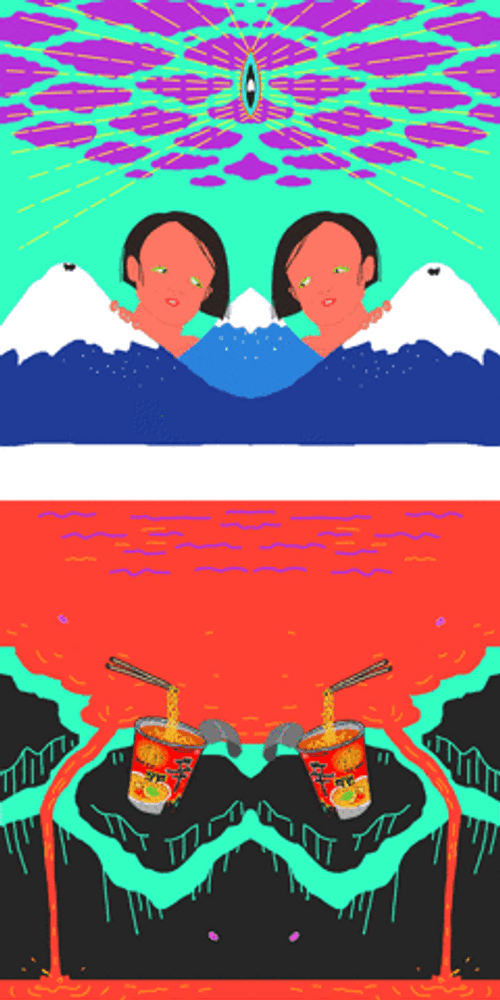 Collage Art Ramyun Volcano GIF