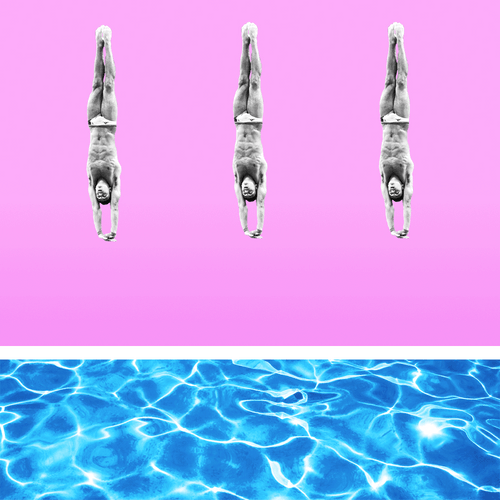 Collage Diving Paper Art GIF