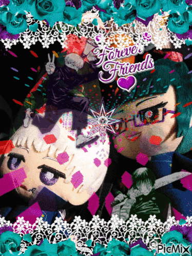 Collage of Anime Characters With Forever Friends Text