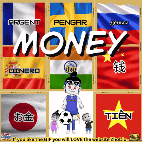 Collage of Flags With Argent Pengar Money