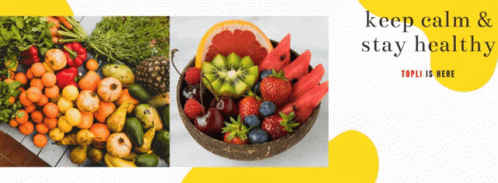 Collage of Fruits and Vegetables Keep Calm & Stay Healthy