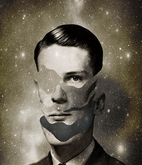 Collage Vintage Man Galaxy GIF