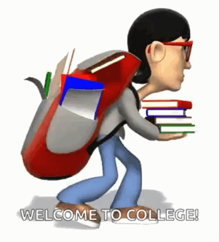 College Student Animation Carrying Books Welcome To College GIF