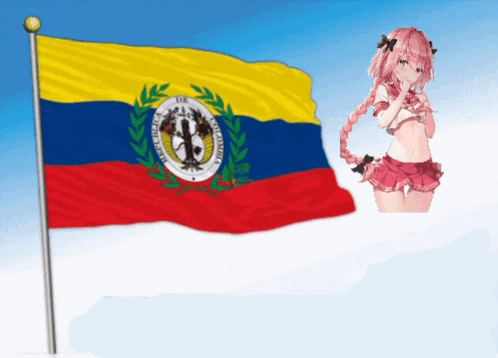 Colombian Flag and Girl in Bikini