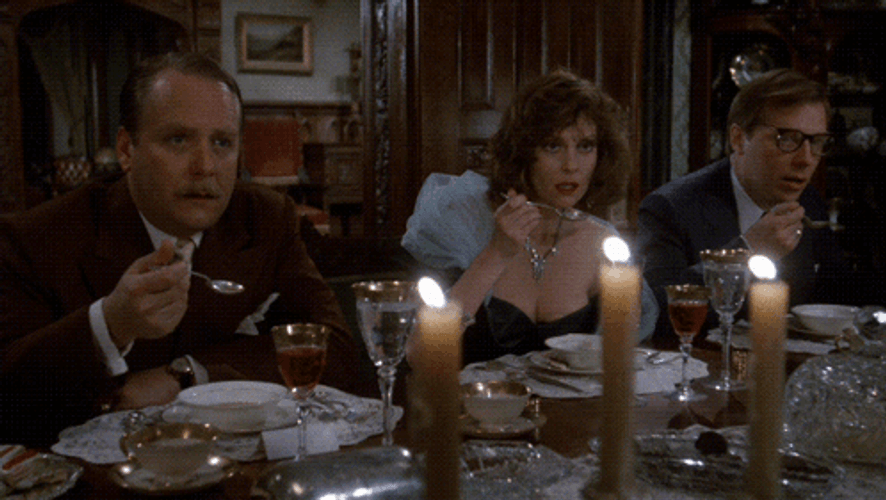 Colonel Mustard Mr Green Dining Clue Movie GIF