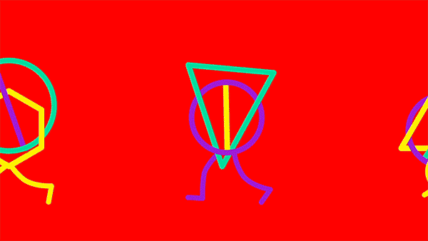 Color Changing Walking Shapes Parade GIF