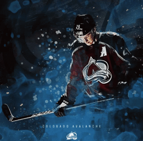 Colorado Avalanche Hockey Player Holding Stick