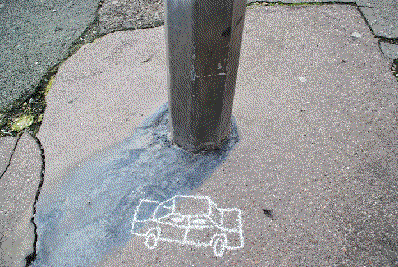 Colored Chalk Drawing Car Circling Around GIF