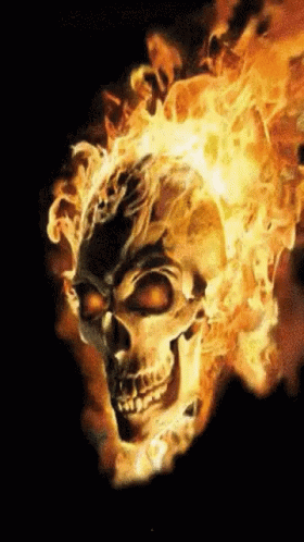 Colorful Animated Fire Skull GIF