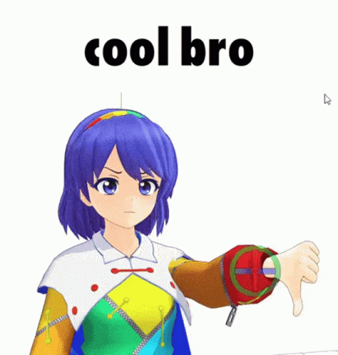 Colorful Anime Girl Giving Thumbs Up Saying Cool Bro