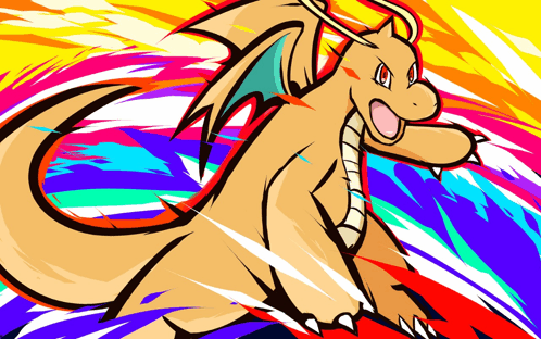Colorful Background Animated Dragonite GIF