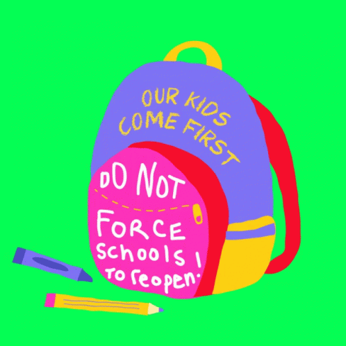 Colorful Backpack Saying Our Kids Come First