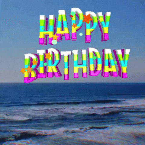 Colorful Beach Birthday Message GIF