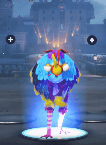 Colorful Bird Standing in Front of Castle