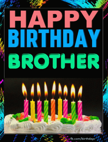 Colorful Birthday Card for Brother With Cake and Candles