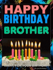 Colorful Birthday Card for Brother With Candles on Cake