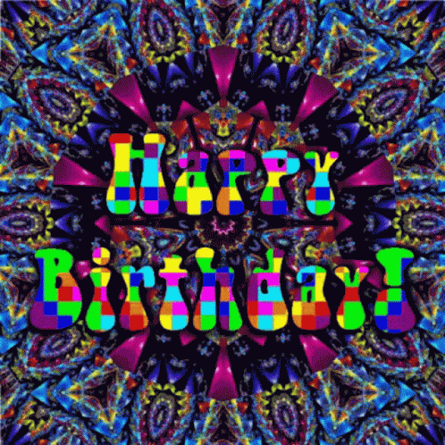 Colorful Birthday Card With Kaleidoscope Background GIF