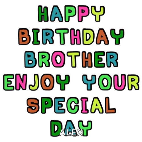 Colorful Birthday Greeting For Brother Alex GIF