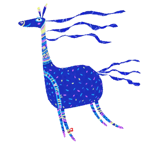 Colorful Blue Horse with Long Mane