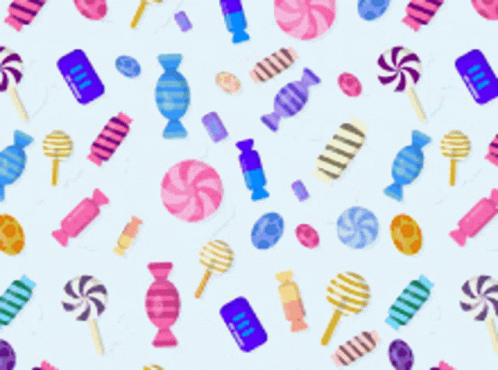 Colorful Candies Pattern On Light Blue GIF